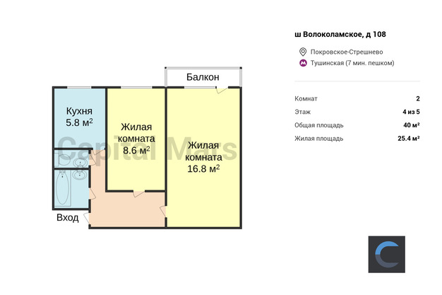 План в квартире на ш Волоколамское, д 108